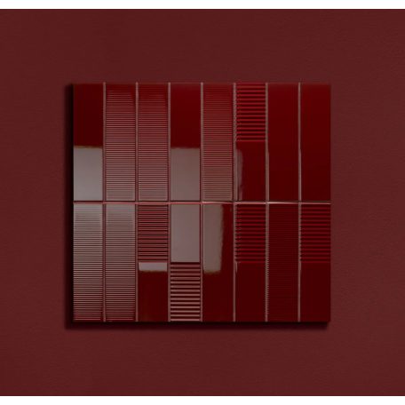 Tubadzin Groove Burgundy 2 STR 29,8x7,8x1cm fényes csempe